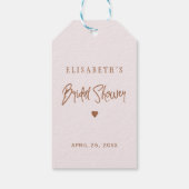 Étiquettes-cadeau Douche nuptiale rose floral en cuivre Merci (Dos)