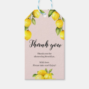 Étiquettes-cadeau Douche pour bébé jaune citron d'été