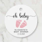 Étiquettes Cadeau Douche pour bébé mignonne rose pieds (Dos)