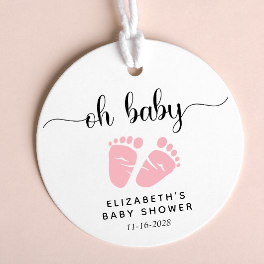 Étiquettes Cadeau Douche pour bébé mignonne rose pieds