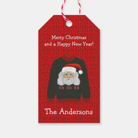 Étiquettes-cadeau Doudou de Noël moche | HO HO Père Noël (Devant)