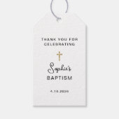 Étiquettes-cadeau Doux et Simple | Baptême Croix d'Or (Devant)