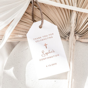 Étiquettes-cadeau Doux et Simple Croix de Confirmation en Or Rose