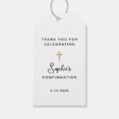 Étiquettes-cadeau Doux et Simple | Croix dorée Confirmation (Devant)