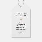 Étiquettes-cadeau Doux et simple | Première sainte communion d'or (Devant)