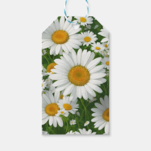 Étiquettes-cadeau Doux marguerite motif blanc fleurie verte