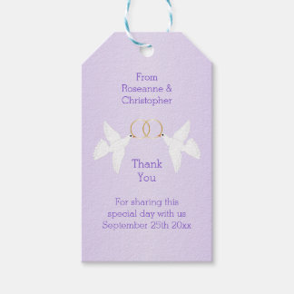 Étiquettes-cadeau Doves Design Mariage couleur Lilac