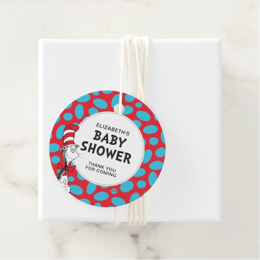 Étiquettes Cadeau Dr. Seuss Cat dans le Baby shower Casquette (En situation)