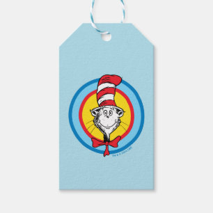 Étiquettes-cadeau Dr. Seuss Graphisme de tête de Chat dans le Chap