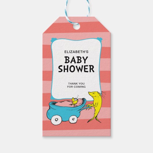 Étiquettes-cadeau Dr Seuss | Un poisson - Baby shower fille (Devant)