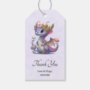 Étiquettes-cadeau Dragon violet à couronne élégante