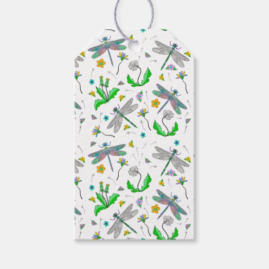 Étiquettes-cadeau Dragonlies et Dandelions de et vers (Devant)