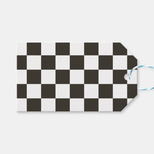 Étiquettes-cadeau Drapeau À damiers (noir et blanc) (Motif du vérifi (Devant (Horizontal))
