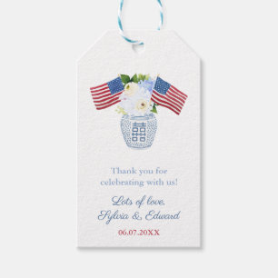 Étiquettes-cadeau Drapeau Américain Dans Un Vase En Poterie De Ginge