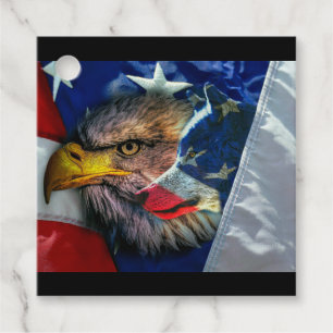 Étiquettes Cadeau Drapeau américain du loup d'aigle chauve