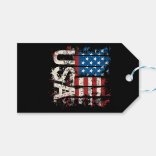Étiquettes-cadeau Drapeau américain rétro 4 juillet