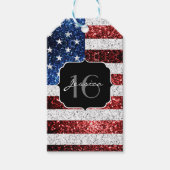 Étiquettes-cadeau Drapeau américain rouge blanc brillant parties sci (Devant)