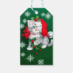 Étiquettes-cadeau Drapeau cadeau Noël Kitten de Noël