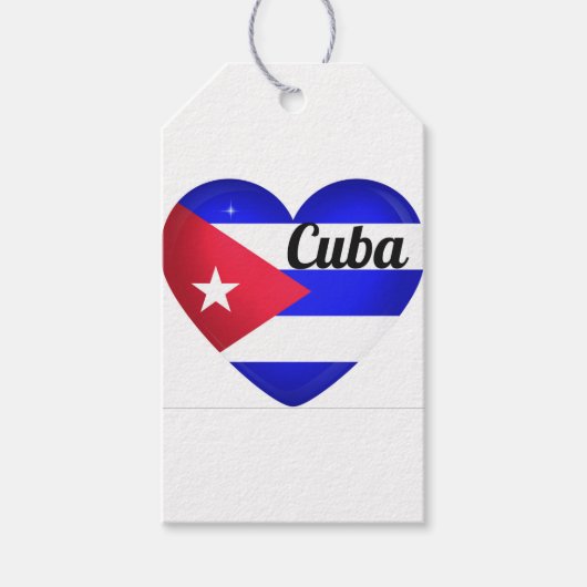 Étiquettes-cadeau Drapeau Cuba Cœur (Devant)