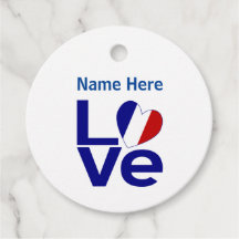 Drapeau de coeur Bleu AMOUR Personnalisé