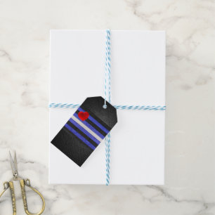 Étiquettes-cadeau Drapeau de fierté en cuir SlipperyJoe's noir bleu 
