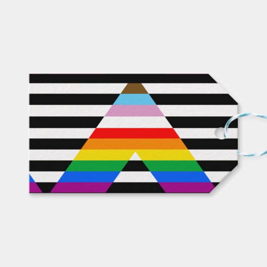 Étiquettes-cadeau Drapeau de la fierté de progrès d'allié (Devant (Horizontal))