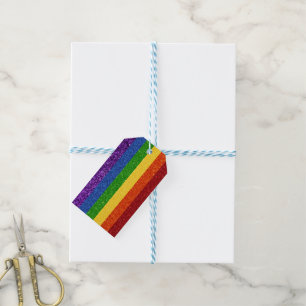 Étiquettes-cadeau Drapeau de la Rainbow Pride de la Parties scintill