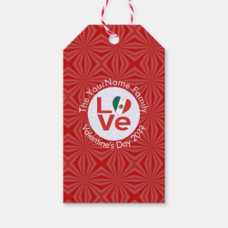 Étiquettes-cadeau Drapeau Mexicain Rouge AMOUR