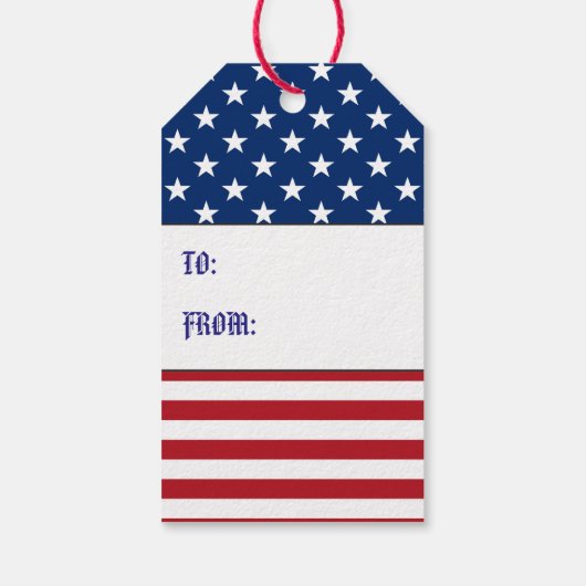 Étiquettes-cadeau Drapeau patriotique motif juillet Quatrième étique (Dos)