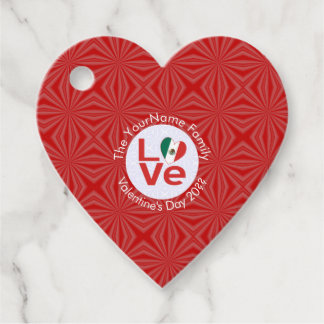 Étiquettes Cadeau Drapeau Red LOVE mexicain personnalisé