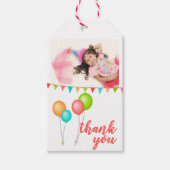 Étiquettes-cadeau Drapeaux à ballets Merci Photo d'anniversaire (Devant)