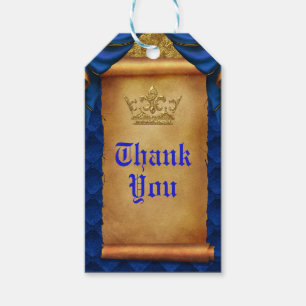 Étiquettes-cadeau Drapés de mariage Royal Blue & Gold Scroll Cadeau 