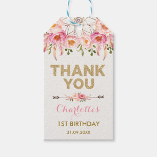 Étiquettes-cadeau Dreamcatcher Feminine / Rose Gold Floral Wild One