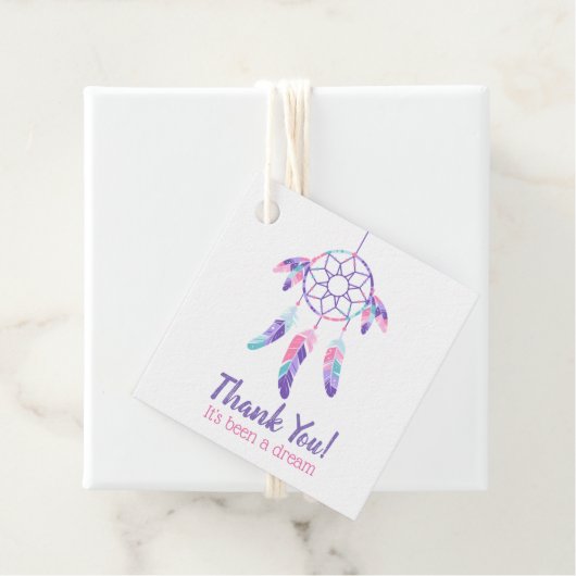 Étiquettes Cadeau Dreamcatcher rose violet turquoise anniversaire de (En situation)