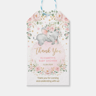 Étiquettes-cadeau Dreamy Elephant rose Blush or Floral Baby Girl