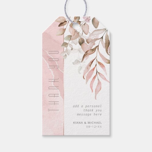 Étiquettes-cadeau Dreamy Foliage Merci V2 Blush Pink ID817 (Devant)