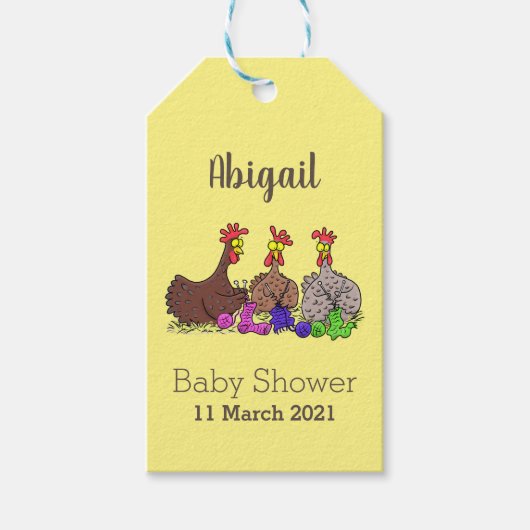 Étiquettes-cadeau Drôle dessin animé de poulets de tricot (Devant)