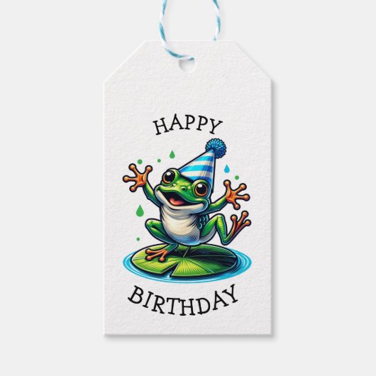 Étiquettes-cadeau Drôle Grenouille à thème Anniversaire à et de (Devant)