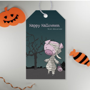 Étiquettes-cadeau Drôle Halloween Cochon maman Enfants