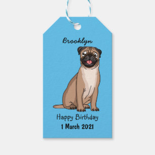 Étiquettes-cadeau Drôle joyeux dessin animé de chien de carlin