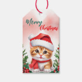 Étiquettes-cadeau Drôle Joyeux Noël Wreath mignonne Chat Kitten père (Devant)