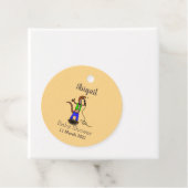 Étiquettes Cadeau Drôle lézard chantant avec bande dessinée de micro (En situation)