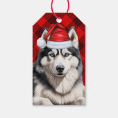Étiquettes-cadeau Drôle Noël Husky pour Amoureux de les chiens Buffa (Devant)
