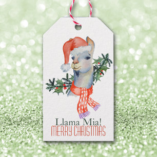 Étiquettes-cadeau Drôle Noël Llama