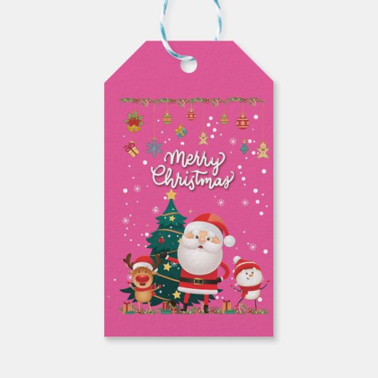 Étiquettes-cadeau Drôle Père Noël, Snowman, Reindeer Joyeux Noël (Dos)