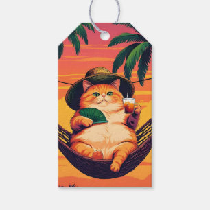 Étiquettes-cadeau Drôle Rétro Vacances de chats d'été