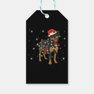 Étiquettes-cadeau Drôle Rottweiler Xmas Lumières Chien Papa Chien Ma