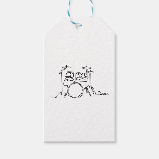 Étiquettes-cadeau Drummer Music Design Drums One-Line (Devant)