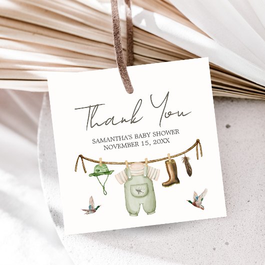 Étiquettes Cadeau Duck Hunting Baby Shower Square