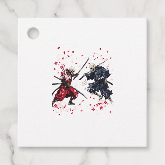 Étiquettes Cadeau Duel du Samouraï Crâne (Devant)